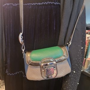 Coach Colorblock Leather Crossbody Bag in Green, Gray and Blue